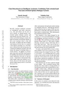 Chat Detection in an Intelligent Assistant: Combining Task-oriented and
  Non-task-oriented Spoken Dialogue Systems