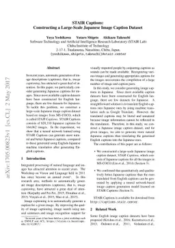 STAIR Captions: Constructing a Large-Scale Japanese Image Caption
  Dataset