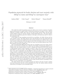 Population protocols for leader election and exact majority with O(log^2
  n) states and O(log^2 n) convergence time