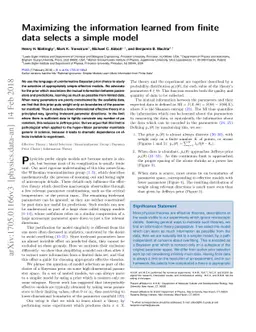 Maximizing the information learned from finite data selects a simple
  model