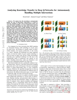 Analyzing Knowledge Transfer in Deep Q-Networks for Autonomously
  Handling Multiple Intersections