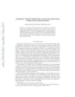 Algebraic characterization of regular fractions under level permutations