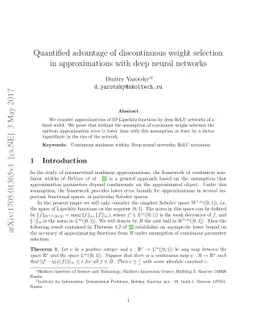 Quantified advantage of discontinuous weight selection in approximations
  with deep neural networks