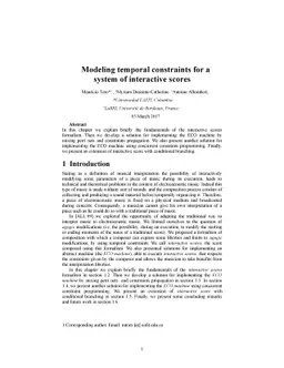 Modeling temporal constraints for a system of interactive scores
