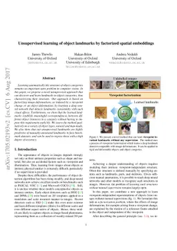 Unsupervised learning of object landmarks by factorized spatial
  embeddings