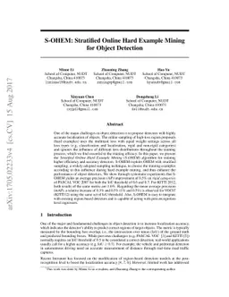S-OHEM: Stratified Online Hard Example Mining for Object Detection