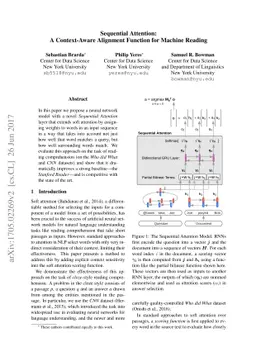 Sequential Attention: A Context-Aware Alignment Function for Machine
  Reading