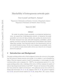 Matchability of heterogeneous networks pairs
