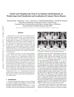 ChestX-ray8: Hospital-scale Chest X-ray Database and Benchmarks on
  Weakly-Supervised Classification and Localization of Common Thorax Diseases