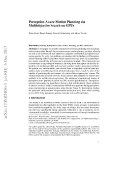 Perception-Aware Motion Planning via Multiobjective Search on GPUs