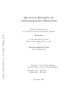 Quantum Security of Cryptographic Primitives