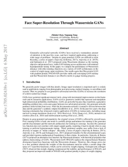 Face Super-Resolution Through Wasserstein GANs