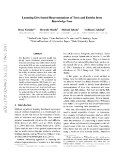 Learning Distributed Representations of Texts and Entities from
  Knowledge Base