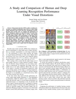 A Study and Comparison of Human and Deep Learning Recognition
  Performance Under Visual Distortions