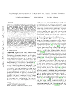 Exploring Latent Semantic Factors to Find Useful Product Reviews