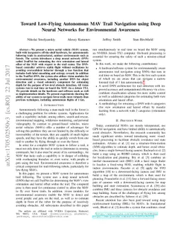 Toward Low-Flying Autonomous MAV Trail Navigation using Deep Neural
  Networks for Environmental Awareness