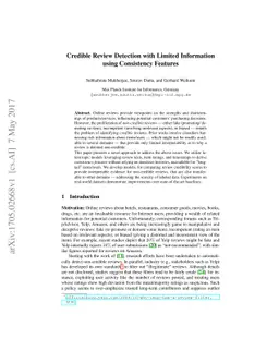 Credible Review Detection with Limited Information using Consistency
  Analysis