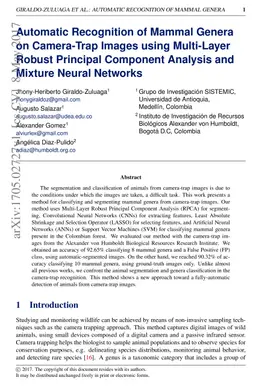 Automatic Recognition of Mammal Genera on Camera-Trap Images using
  Multi-Layer Robust Principal Component Analysis and Mixture Neural Networks