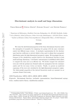 Discriminant analysis in small and large dimensions