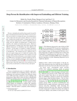 Deep Person Re-Identification with Improved Embedding and Efficient
  Training
