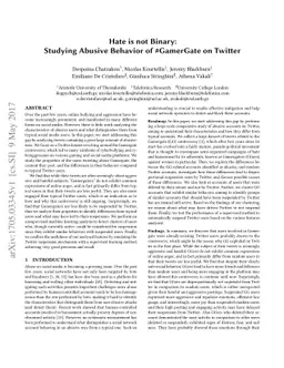 Hate is not Binary: Studying Abusive Behavior of #GamerGate on Twitter
