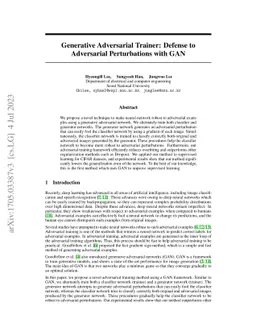 Generative Adversarial Trainer: Defense to Adversarial Perturbations
  with GAN