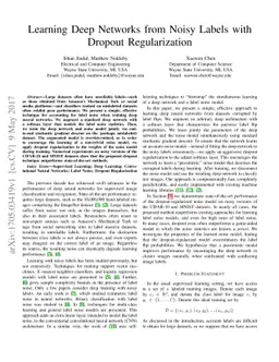 Learning Deep Networks from Noisy Labels with Dropout Regularization