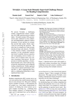 TriviaQA: A Large Scale Distantly Supervised Challenge Dataset for
  Reading Comprehension