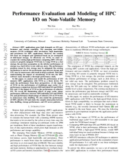 Performance Evaluation and Modeling of HPC I/O on Non-Volatile Memory