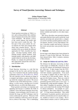 Survey of Visual Question Answering: Datasets and Techniques