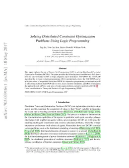 Solving Distributed Constraint Optimization Problems Using Logic
  Programming