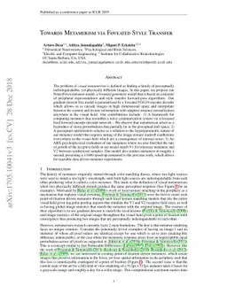 Towards Metamerism via Foveated Style Transfer