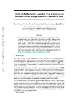Multi-Modal Imitation Learning from Unstructured Demonstrations using
  Generative Adversarial Nets