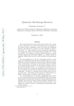 (Quantum) Min-Entropy Resources