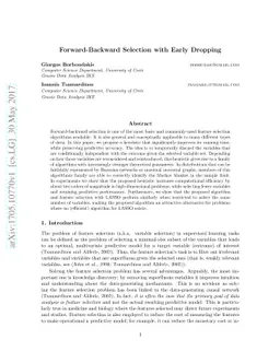 Forward-Backward Selection with Early Dropping