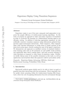 Experience Replay Using Transition Sequences