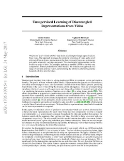 Unsupervised Learning of Disentangled Representations from Video