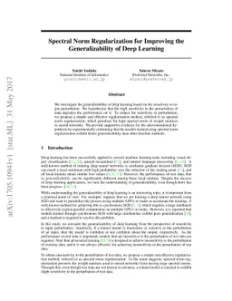Spectral Norm Regularization for Improving the Generalizability of Deep
  Learning