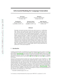 Adversarial Ranking for Language Generation