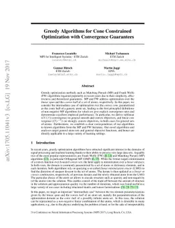 Greedy Algorithms for Cone Constrained Optimization with Convergence
  Guarantees