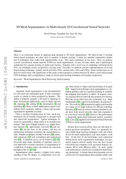 3D Mesh Segmentation via Multi-branch 1D Convolutional Neural Networks