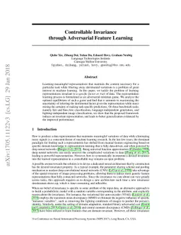 Controllable Invariance through Adversarial Feature Learning