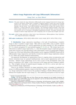 Indirect Image Registration with Large Diffeomorphic Deformations