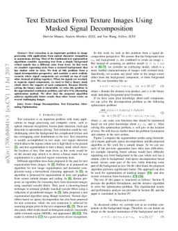 Text Extraction From Texture Images Using Masked Signal Decomposition