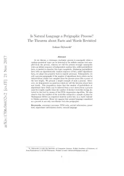 Is Natural Language a Perigraphic Process? The Theorem about Facts and
  Words Revisited