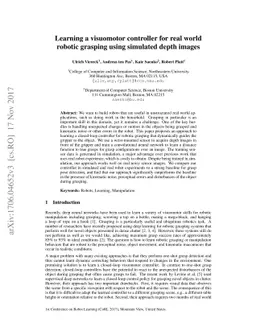 Learning a visuomotor controller for real world robotic grasping using
  simulated depth images