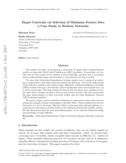Target Curricula via Selection of Minimum Feature Sets: a Case Study in
  Boolean Networks