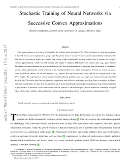 Stochastic Training of Neural Networks via Successive Convex
  Approximations