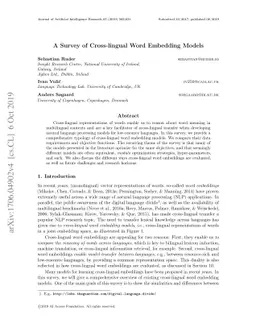 A Survey Of Cross-lingual Word Embedding Models