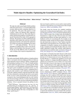 Multi-objective Bandits: Optimizing the Generalized Gini Index